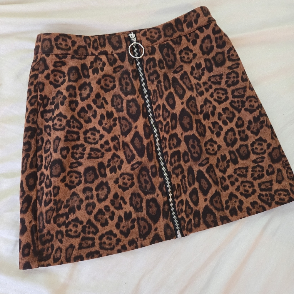 SHEIN Brown Leopard Print Mini Skirt A-line Night Out